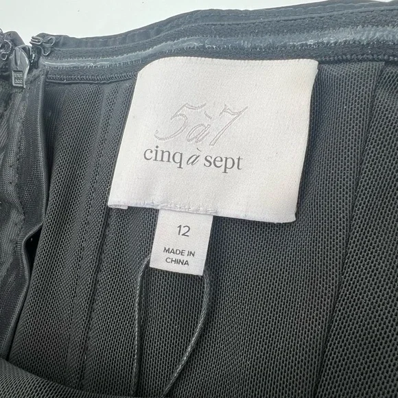 Cinq a Sept Silk Eliza Strapless Asymmetrical Cocktail Black Dress - Size 12 - Picture 4 of 6